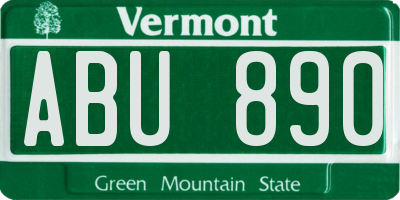 VT license plate ABU890