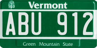 VT license plate ABU912