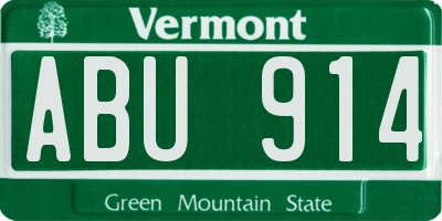 VT license plate ABU914
