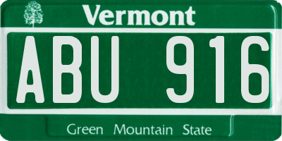 VT license plate ABU916