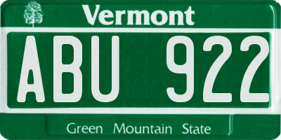 VT license plate ABU922