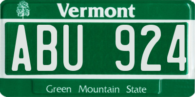 VT license plate ABU924