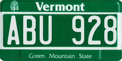 VT license plate ABU928