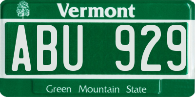 VT license plate ABU929