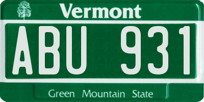 VT license plate ABU931