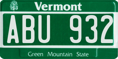 VT license plate ABU932