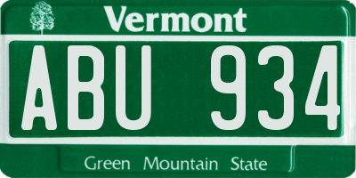 VT license plate ABU934