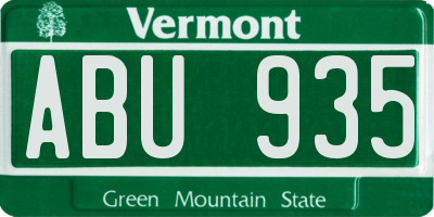 VT license plate ABU935