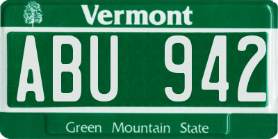 VT license plate ABU942