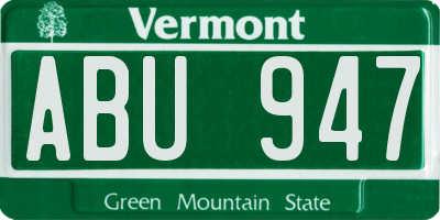 VT license plate ABU947