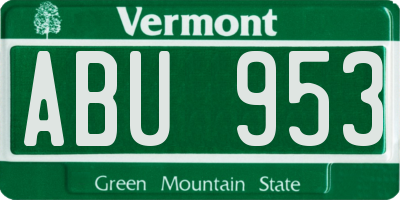 VT license plate ABU953