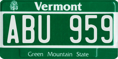 VT license plate ABU959