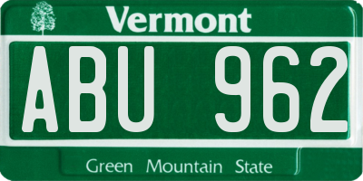 VT license plate ABU962