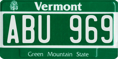 VT license plate ABU969