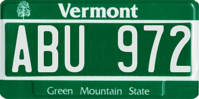 VT license plate ABU972