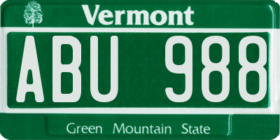 VT license plate ABU988