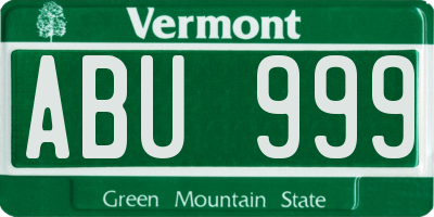 VT license plate ABU999