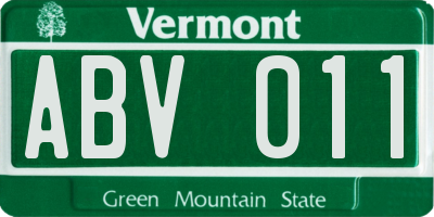 VT license plate ABV011