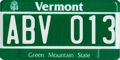 VT license plate ABV013