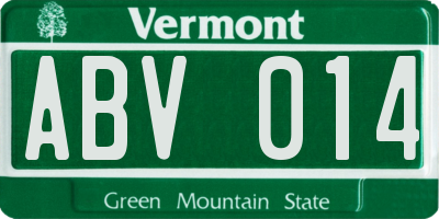 VT license plate ABV014