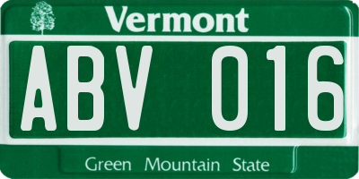 VT license plate ABV016