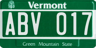 VT license plate ABV017