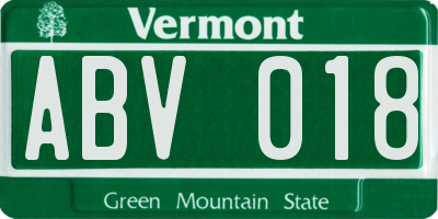 VT license plate ABV018