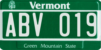 VT license plate ABV019