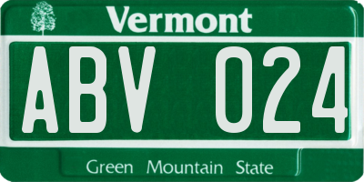 VT license plate ABV024