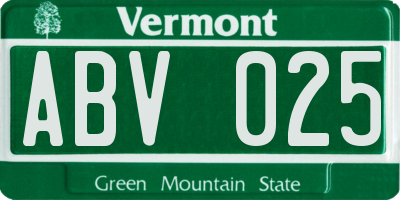 VT license plate ABV025