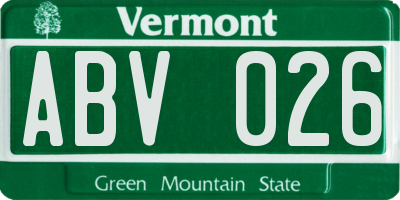 VT license plate ABV026