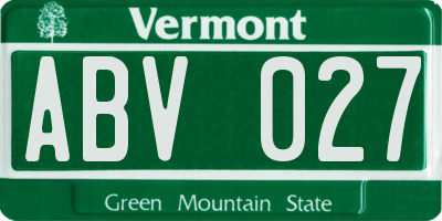 VT license plate ABV027