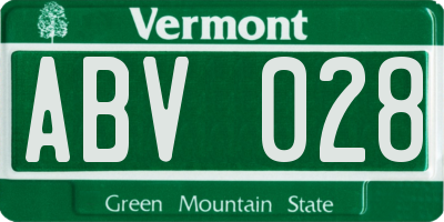 VT license plate ABV028