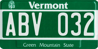 VT license plate ABV032