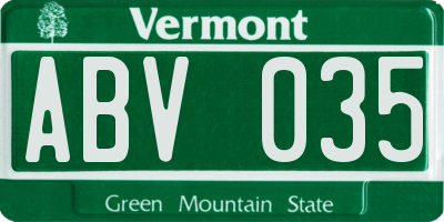 VT license plate ABV035