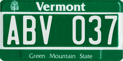 VT license plate ABV037