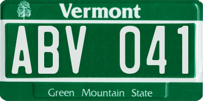 VT license plate ABV041