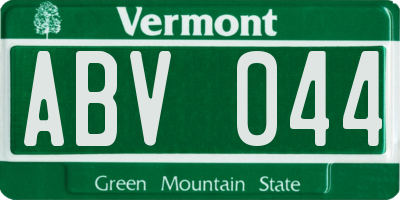 VT license plate ABV044