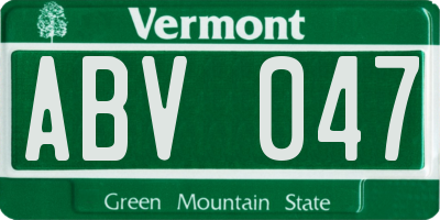 VT license plate ABV047
