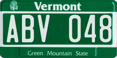VT license plate ABV048