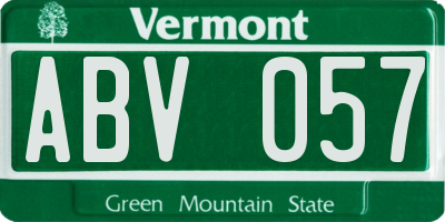 VT license plate ABV057