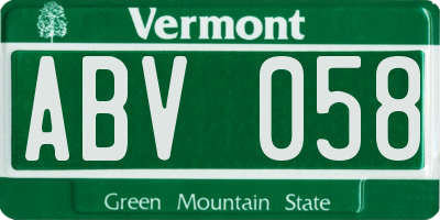 VT license plate ABV058