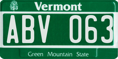 VT license plate ABV063