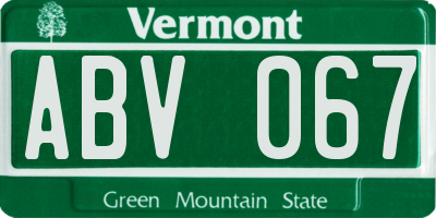VT license plate ABV067