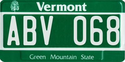 VT license plate ABV068