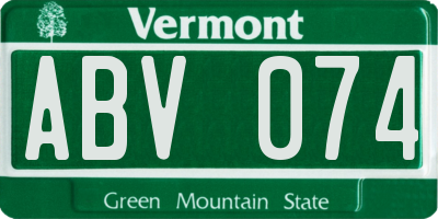 VT license plate ABV074