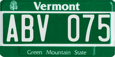 VT license plate ABV075