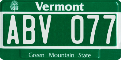 VT license plate ABV077