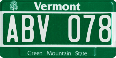 VT license plate ABV078