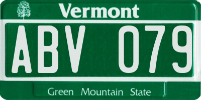 VT license plate ABV079